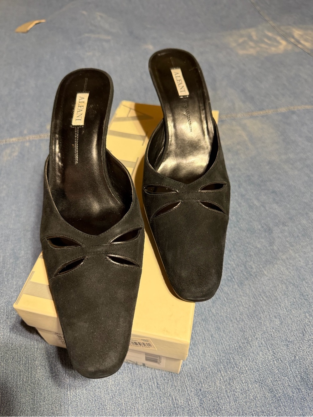 Alfani Black Suede Cutout Slip-On Mules